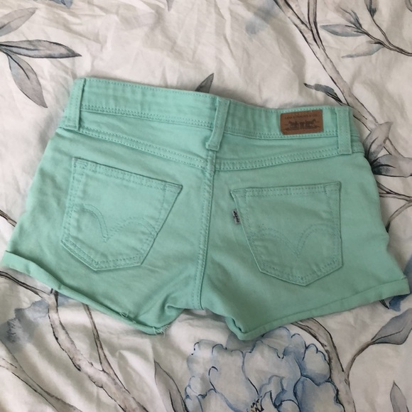 Levi’s Low Rise Jean Shorts in Turquoise - Size 24 - Picture 2 of 8